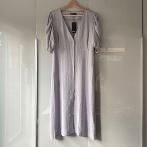 Lilac V Neck Button Down Midi Dress